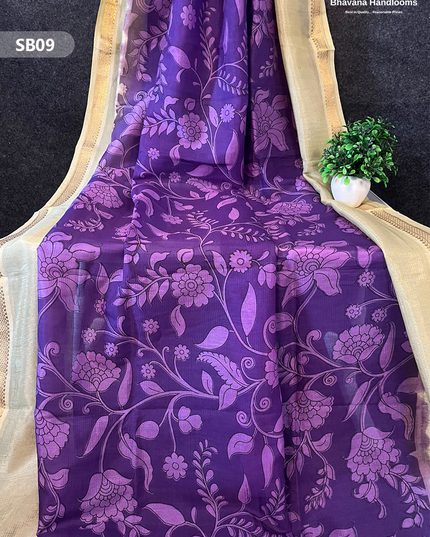 Dark Lavender Color Kalamkari Silk Dupatta for Women | Traditional Wear