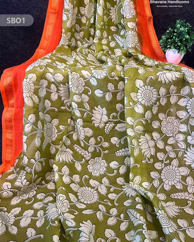 Oak Brown Color Kalamkari Silk Dupatta for Women | Traditional Wear