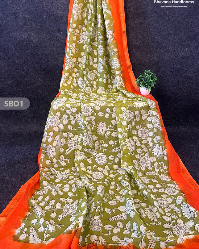Oak Brown Color Kalamkari Silk Dupatta for Women | Traditional Wear