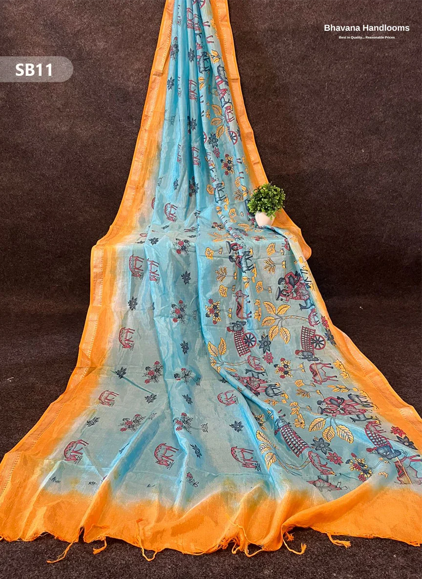 Bluish Grey Color Kalamkari Silk Dupatta for Women | Traditional Wear