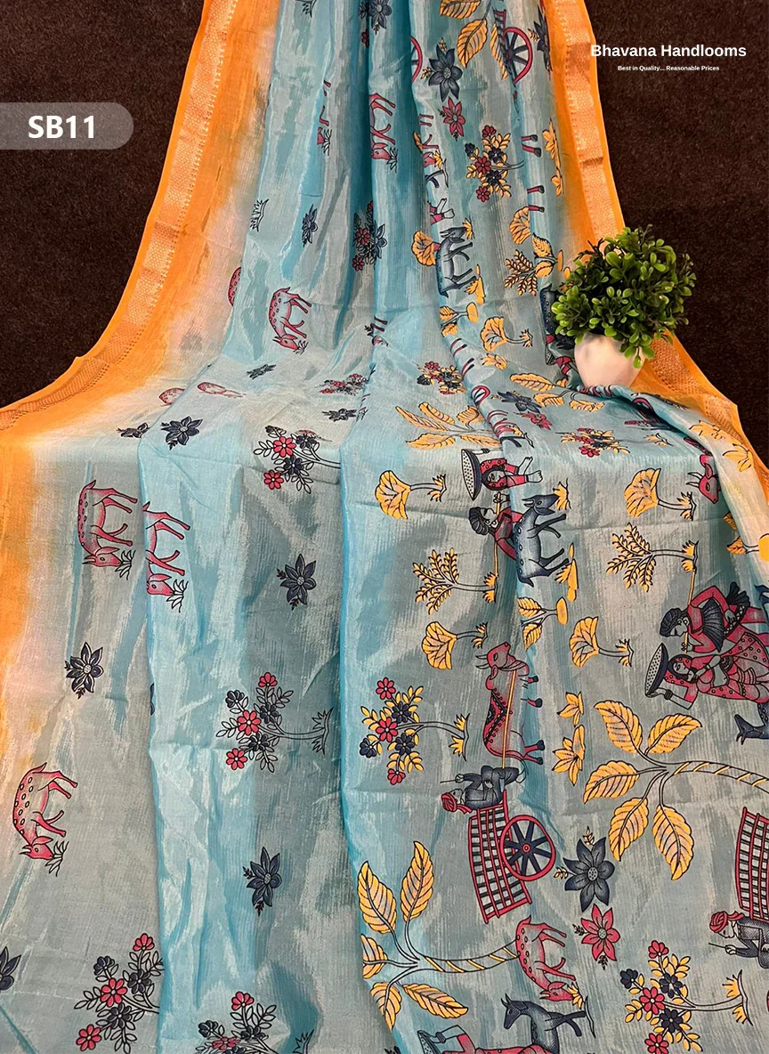 Bluish Grey Color Kalamkari Silk Dupatta for Women | Traditional Wear