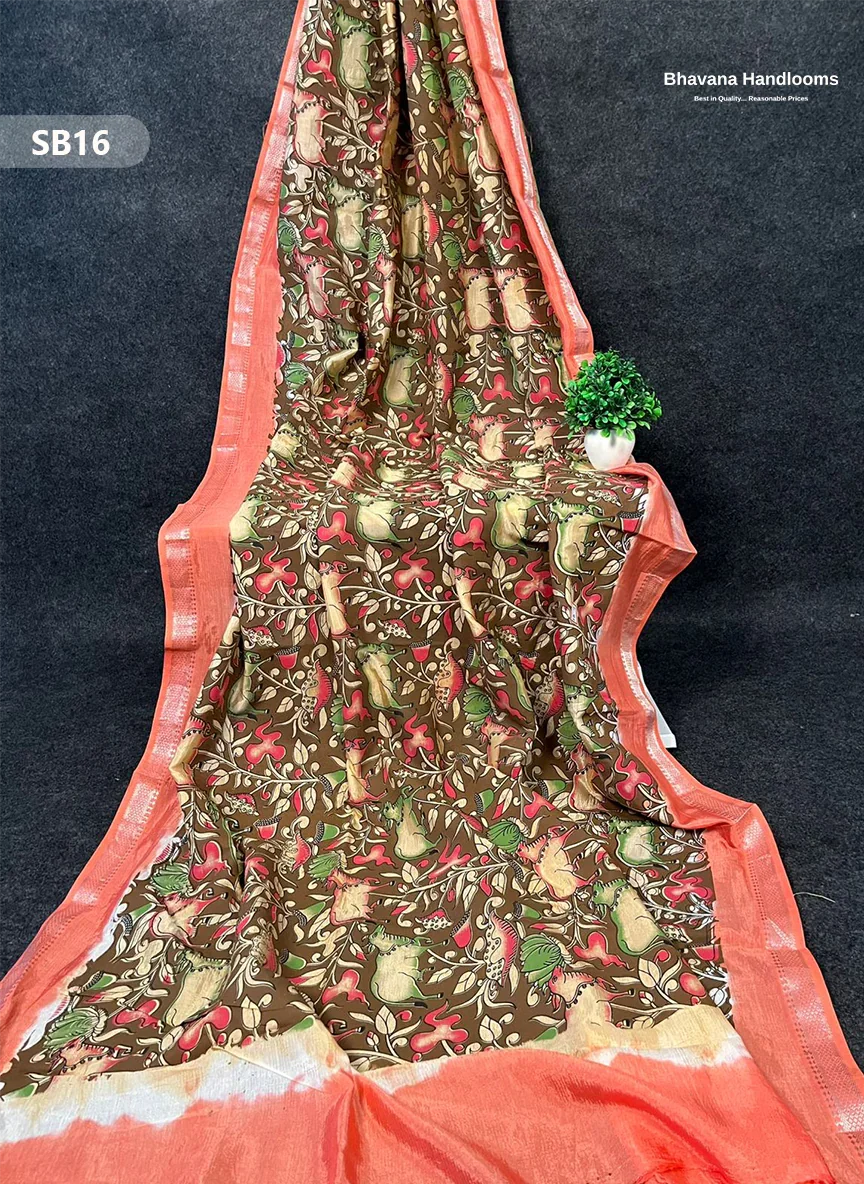 Old Copper Color Kalamkari Silk Dupatta for Women | Traditional Wear