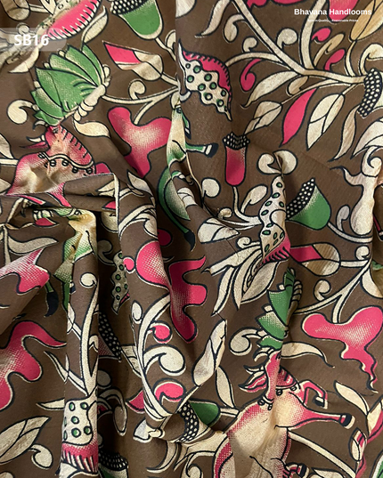 Old Copper Color Kalamkari Silk Dupatta for Women | Traditional Wear