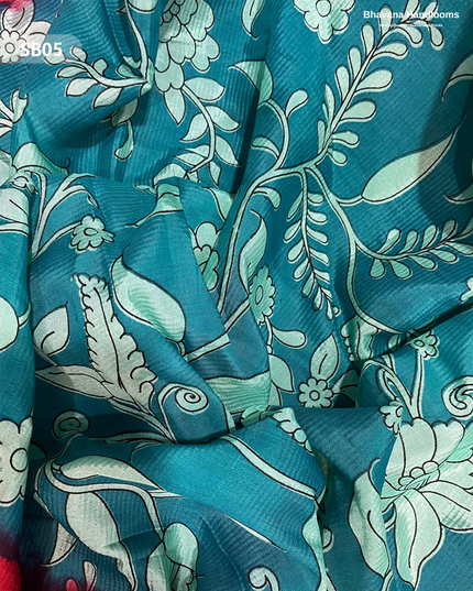 Sea Green Color Kalamkari Silk Dupatta for Women | Traditional Wear