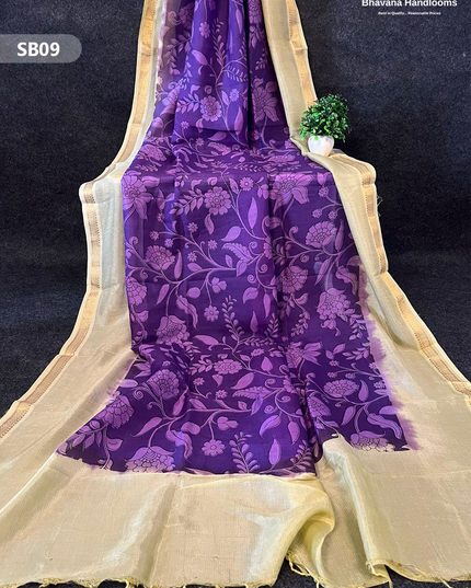 Dark Lavender Color Kalamkari Silk Dupatta for Women | Traditional Wear