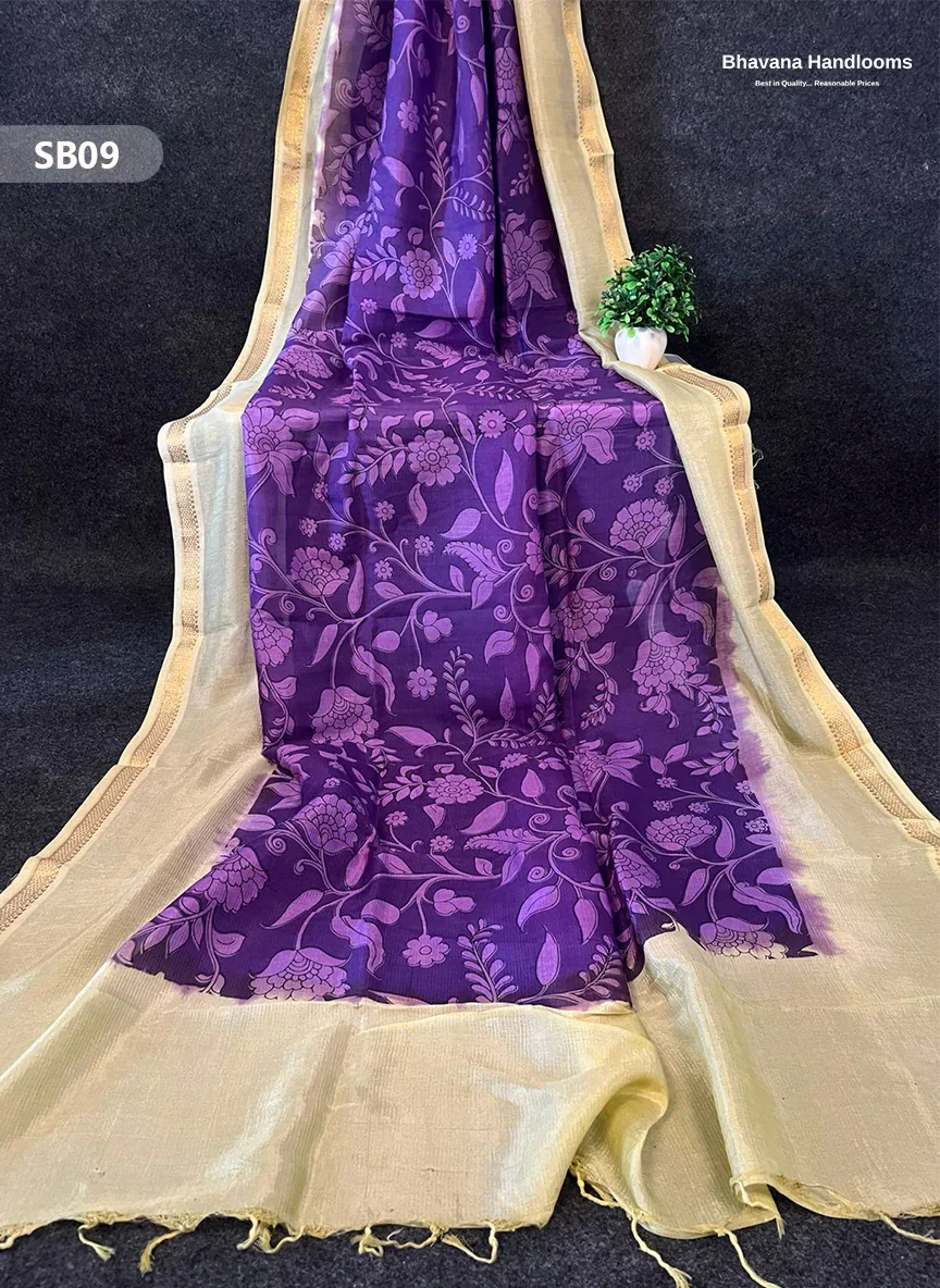 Dark Lavender Color Kalamkari Silk Dupatta for Women | Traditional Wear