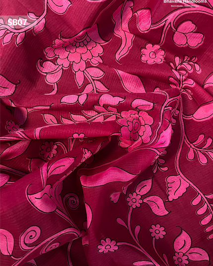 Bright Maroon Color Kalamkari Silk Dupatta for Women | Traditional Wear