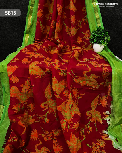 Pinkish Red Color Kalamkari Silk Dupatta for Women | Traditional Wear