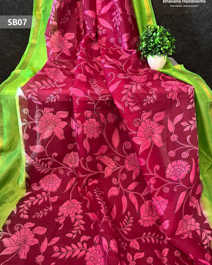 Bright Maroon Color Kalamkari Silk Dupatta for Women | Traditional Wear