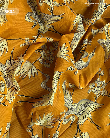 Yellow Color Kalamkari Silk Dupatta for Women | Traditional Wear