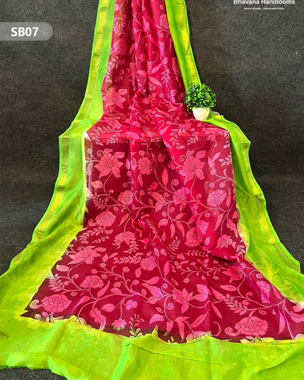 Bright Maroon Color Kalamkari Silk Dupatta for Women | Traditional Wear