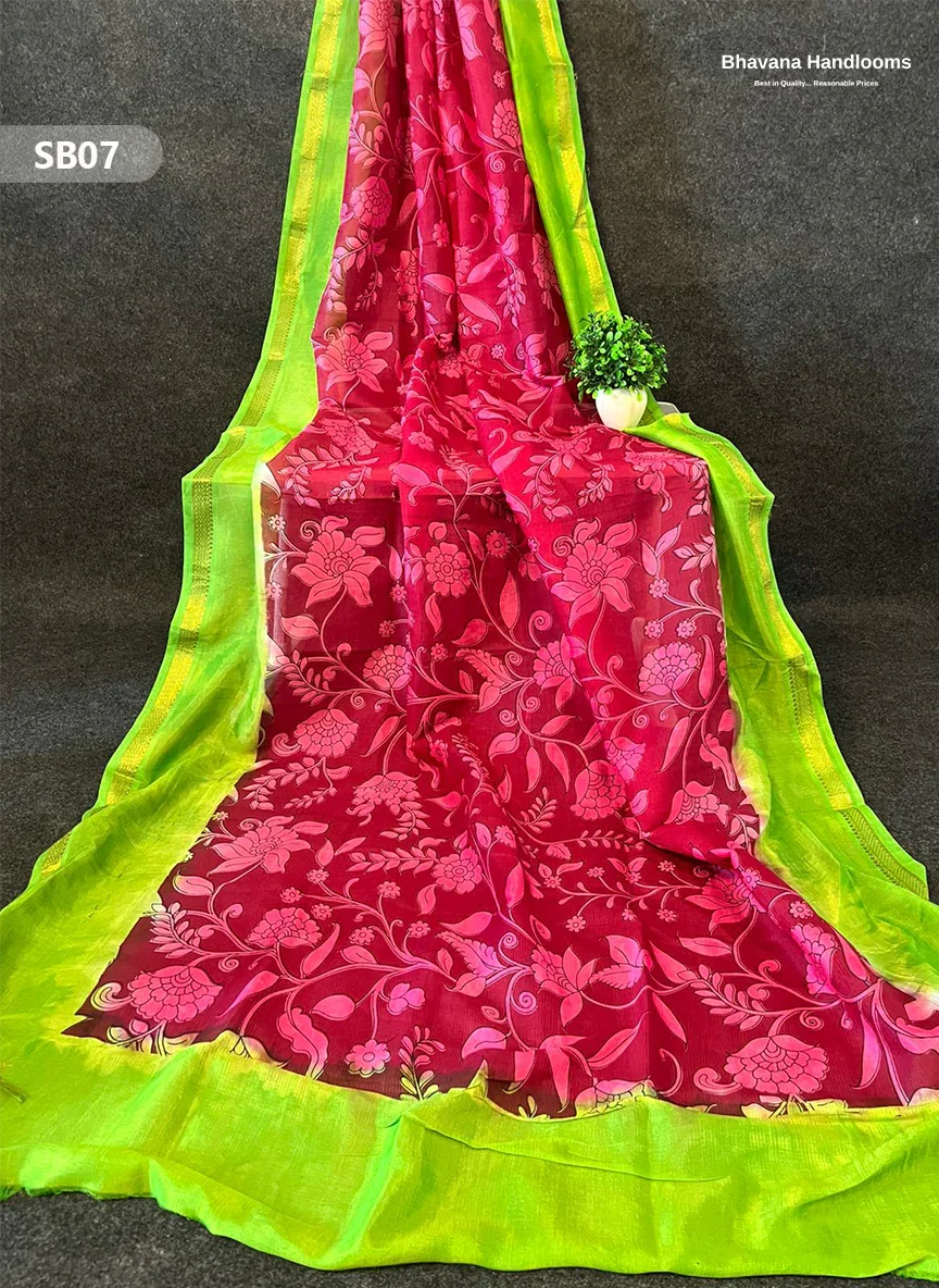 Bright Maroon Color Kalamkari Silk Dupatta for Women | Traditional Wear