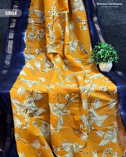 Yellow Color Kalamkari Silk Dupatta for Women | Traditional Wear