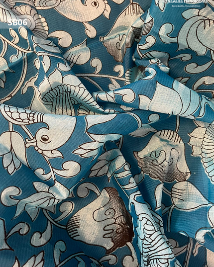 Casal Blue Color Kalamkari Silk Dupatta for Women | Traditional Wear