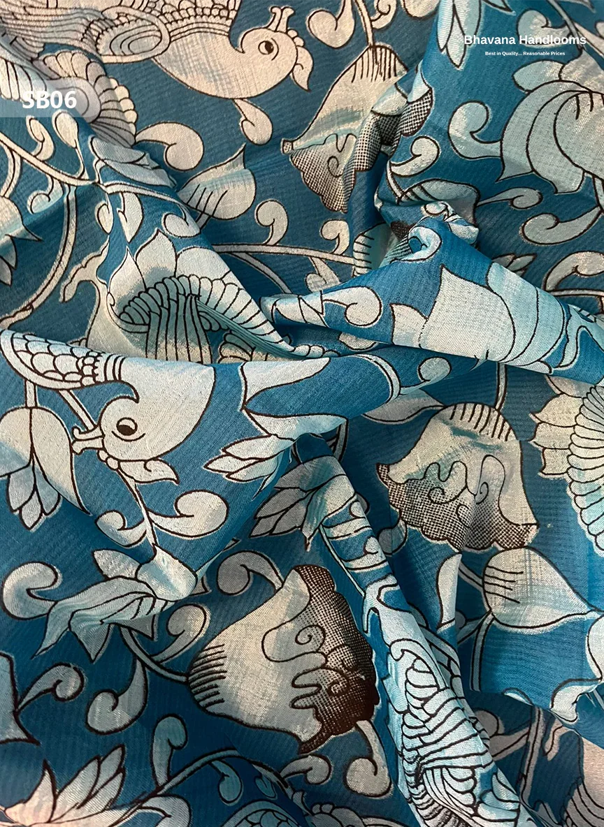 Casal Blue Color Kalamkari Silk Dupatta for Women | Traditional Wear