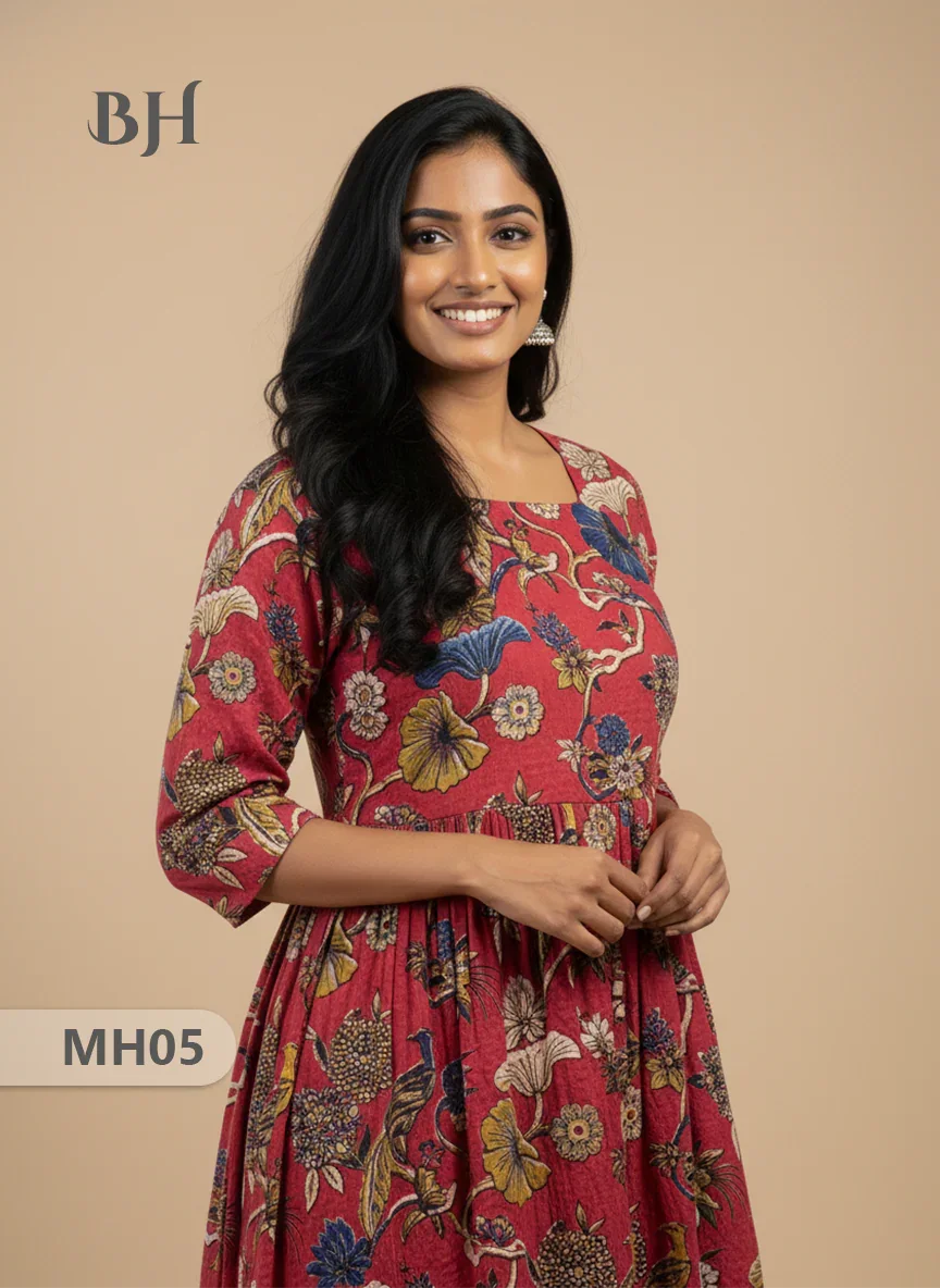 Kalamkari Design Frock – Pink Colour | Handloom Ethnic Wear with Half Lining