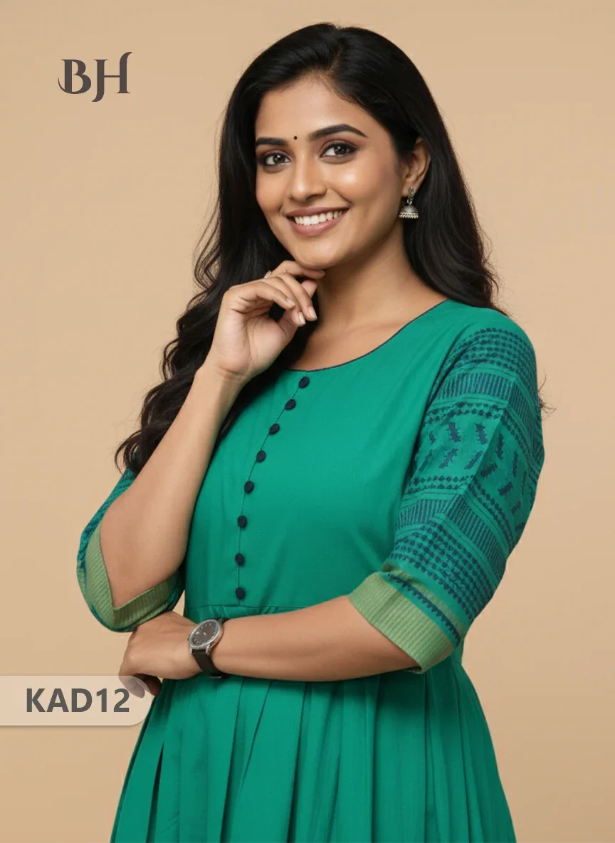 Khadi Cotton Frock Half Length with Lining – Teal Colour | Comfortable & Stylish Handloom Dress