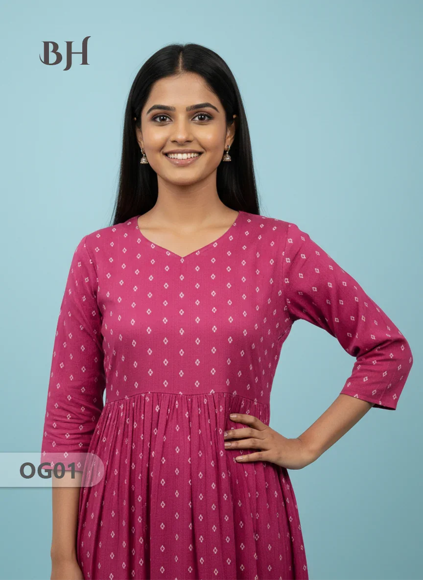 Khadi Handloom Cotton Frock for Women Pink Colour – Traditional Handloom Dress