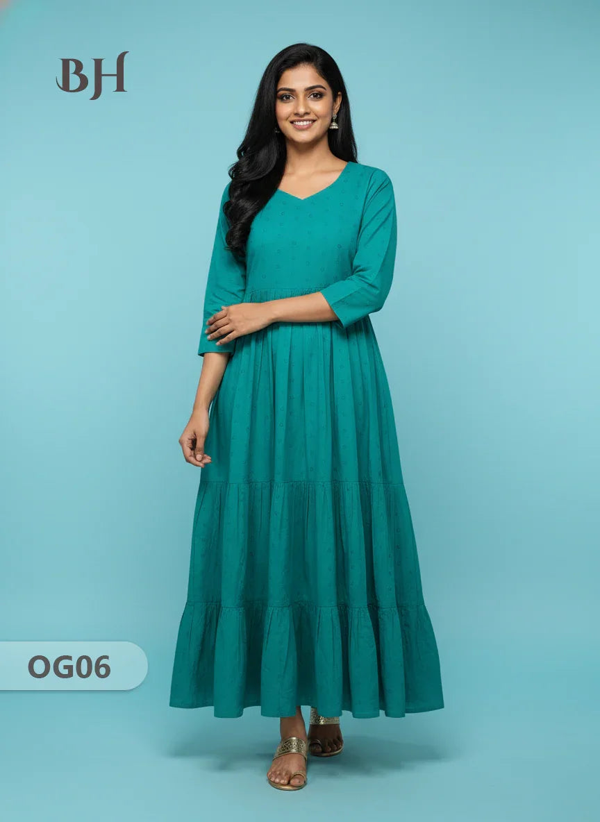 Khadi Handloom Cotton Frock for Women Sea green Colour – Traditional Handloom Dress