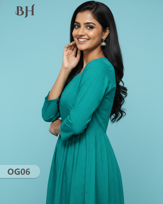 Khadi Handloom Cotton Frock for Women Sea green Colour – Traditional Handloom Dress