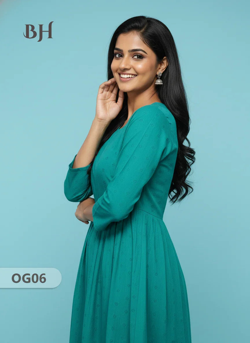 Khadi Handloom Cotton Frock for Women Sea green Colour – Traditional Handloom Dress