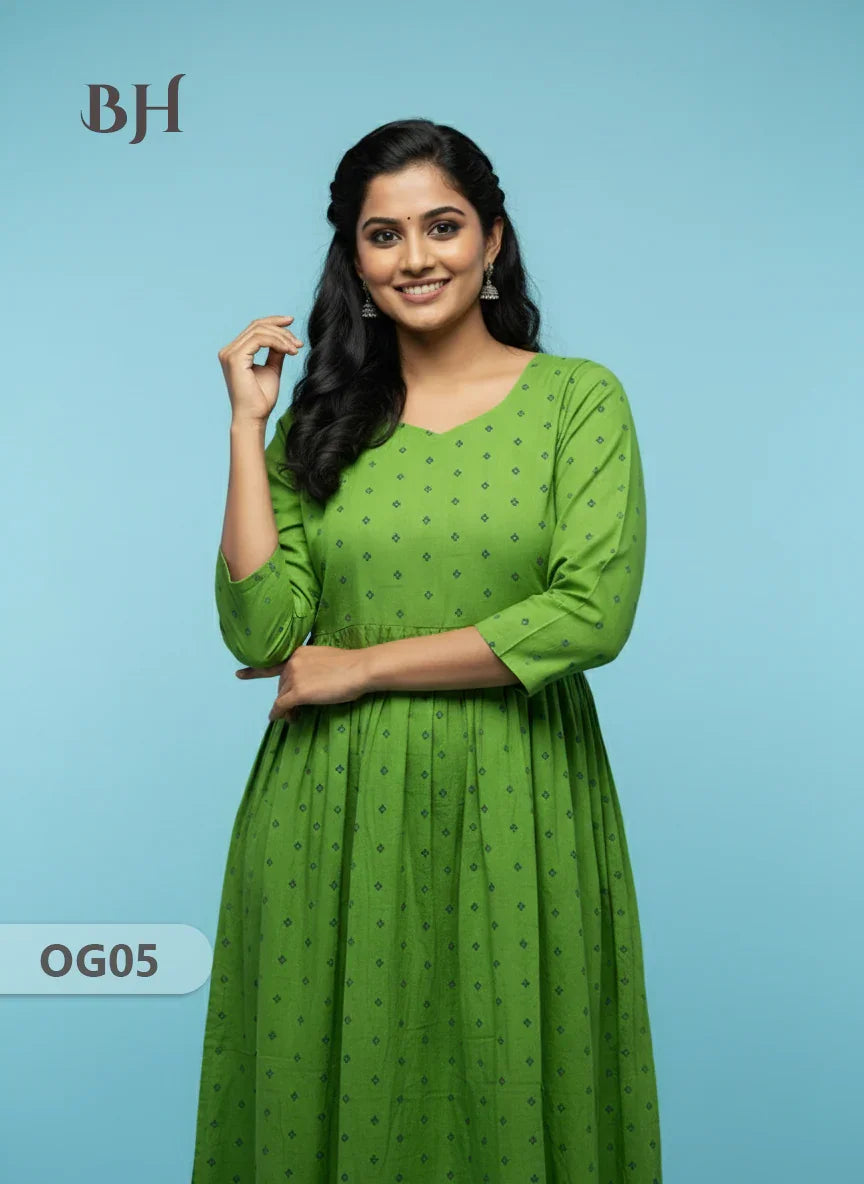 Khadi Handloom Cotton Frock for Women Green Colour – Traditional Handloom Dress