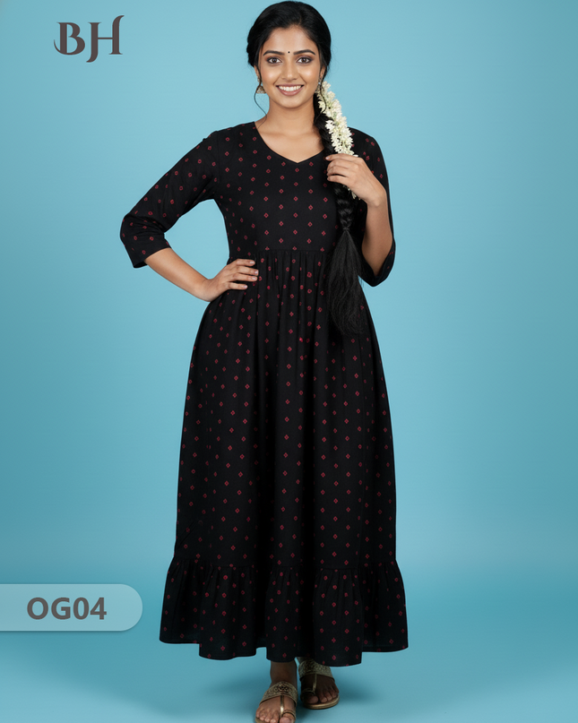 Khadi Handloom Cotton Frock for Women Black Colour – Traditional Handloom Dress