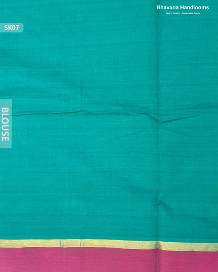 Premium Khadi Cotton Saree in Sea Green | Handwoven Elegance – Bhavana Handlooms