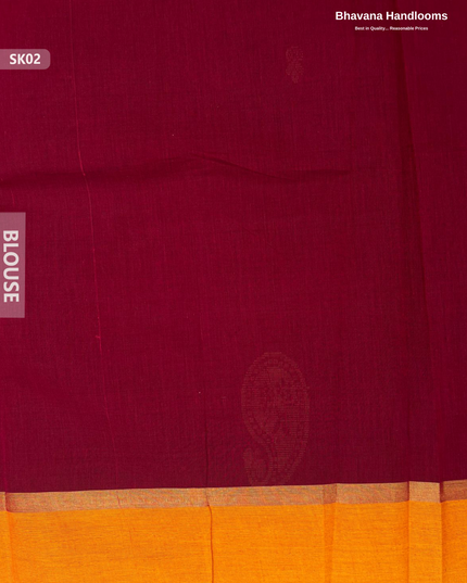 Premium Khadi Cotton Saree in Sea Red | Handwoven Elegance – Bhavana Handlooms