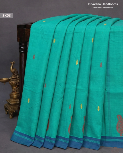 Premium Khadi Cotton Saree in Light Green | Handwoven Elegance – Bhavana Handlooms