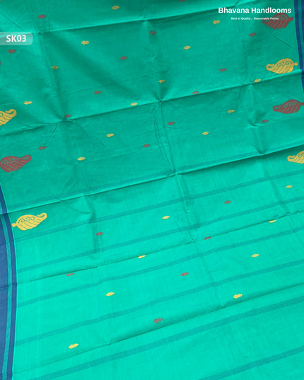 Premium Khadi Cotton Saree in Light Green | Handwoven Elegance – Bhavana Handlooms