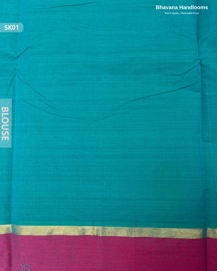 Premium Khadi Cotton Saree in Sea Green | Handwoven Elegance – Bhavana Handlooms