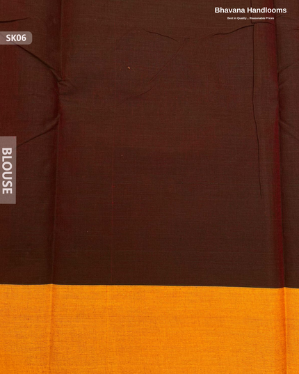 Premium Khadi Cotton Saree in Dark Reddish Orange | Handwoven Elegance – Bhavana Handlooms