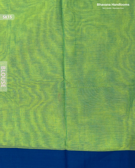 Premium Khadi Cotton Saree in Parrot Green | Handwoven Elegance – Bhavana Handlooms