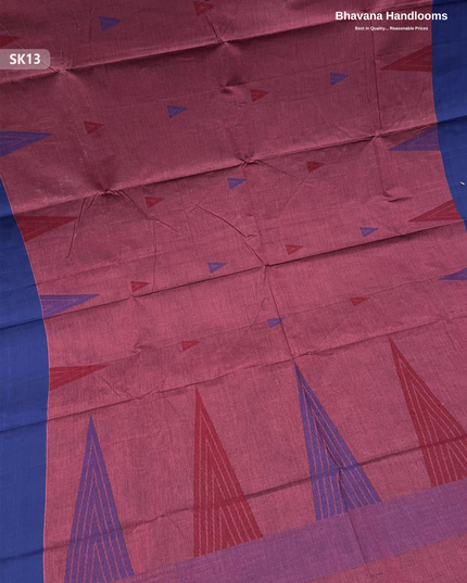 Premium Khadi Cotton Saree in Maroon | Handwoven Elegance – Bhavana Handlooms