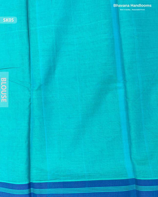 Premium Khadi Cotton Saree in Sea Blue | Handwoven Elegance – Bhavana Handlooms