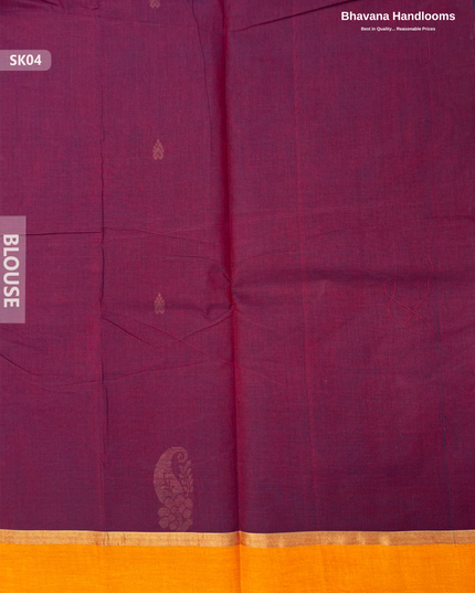 Premium Khadi Cotton Saree in Marron | Handwoven Elegance – Bhavana Handlooms