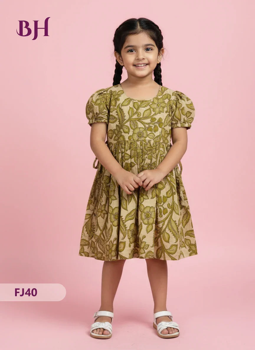 Half White Cotton Printed Baby Frocks – Latest Kids Wear Collection | Bhavana Handlooms