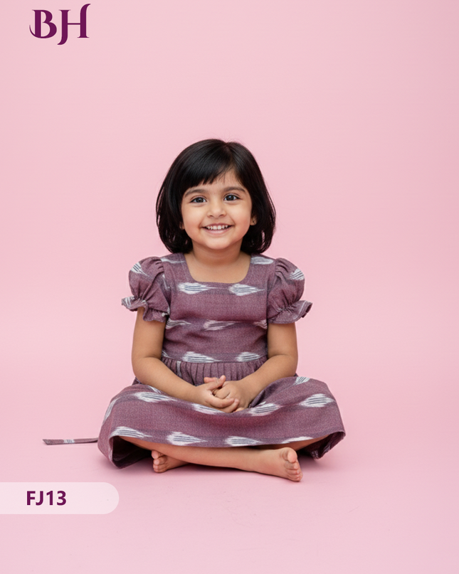 Magenta Pink Color Cotton Printed Baby Frocks – Latest Kids Wear Collection | Bhavana Handlooms