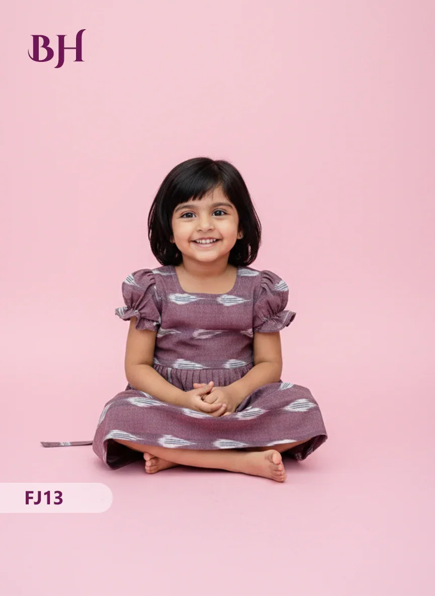 Magenta Pink Color Cotton Printed Baby Frocks – Latest Kids Wear Collection | Bhavana Handlooms