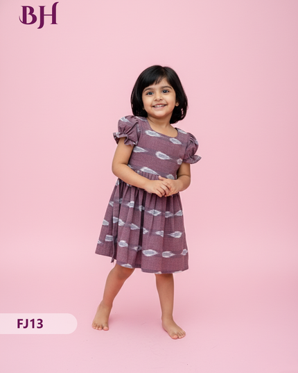 Magenta Pink Color Cotton Printed Baby Frocks – Latest Kids Wear Collection | Bhavana Handlooms