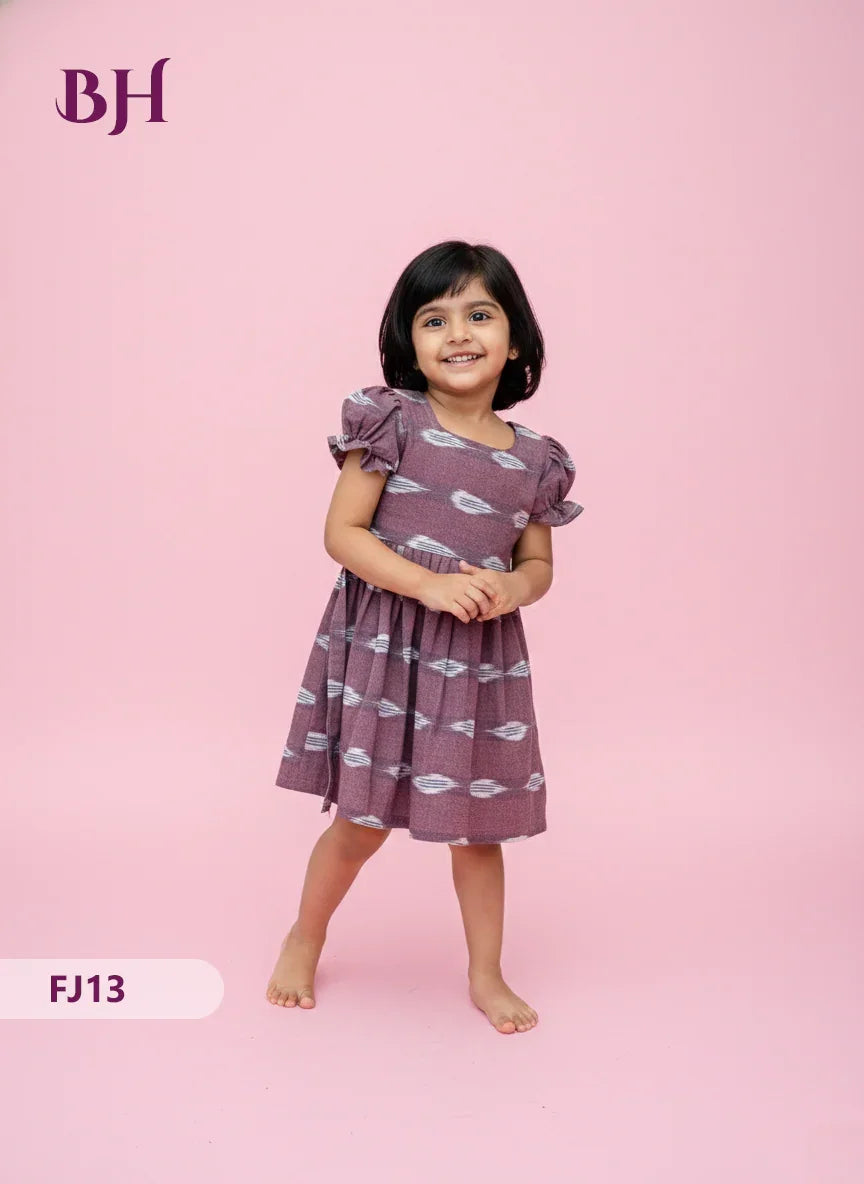 Magenta Pink Color Cotton Printed Baby Frocks – Latest Kids Wear Collection | Bhavana Handlooms