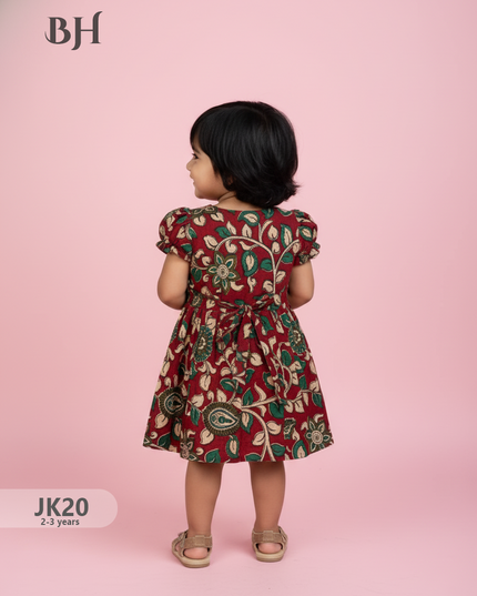 Red Cotton Printed Baby Frocks – Latest Kids Wear Collection | Bhavana Handlooms