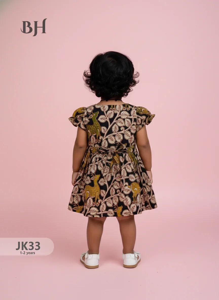 Black Cotton Printed Baby Frocks – Latest Kids Wear Collection | Bhavana Handlooms