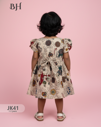 Half White Cotton Printed Baby Frocks – Latest Kids Wear Collection | Bhavana Handlooms