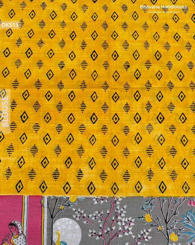 Pure 120 Count Cotton Kota Saree with Digital Print | Gray Printed Saree