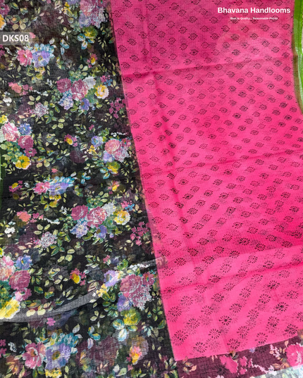 Pure 120 Count Cotton Kota Saree with Digital Print | Pink Printed Saree