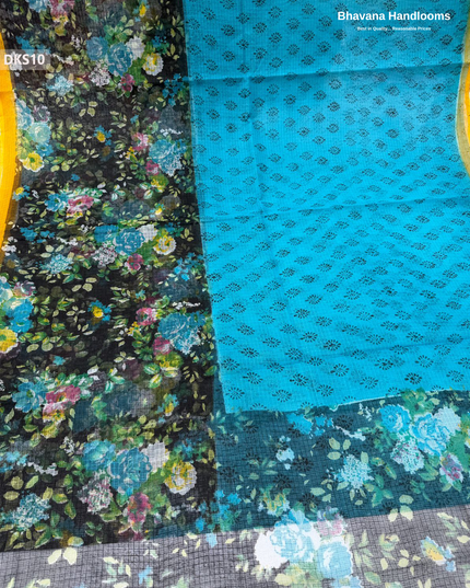 Pure 120 Count Cotton Kota Saree with Digital Print | Sea Blue Printed Saree