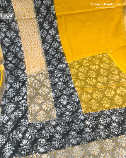 Pure 120 Count Cotton Kota Saree with Digital Print | Yellow Printed Saree