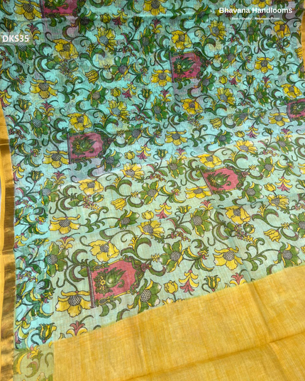 Pure 120 Count Cotton Kota Saree with Digital Print | Pista Green Printed Saree